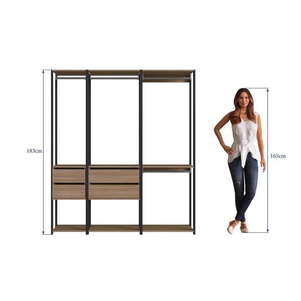 Imagem de Guarda Roupa Closet 3 Peças com 3 Cabideiros 4 Gavetas e 2 Nichos Easy