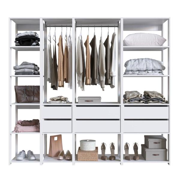 Imagem de Guarda Roupa Closet 4 Peças com 2 Cabideiros 6 Gavetas e 11 Nichos Easy