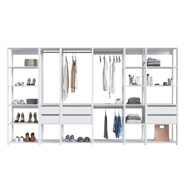 Imagem de Guarda Roupa Closet 6 Peças com 3 Cabideiros 6 Gavetas 16 Nichos Easy