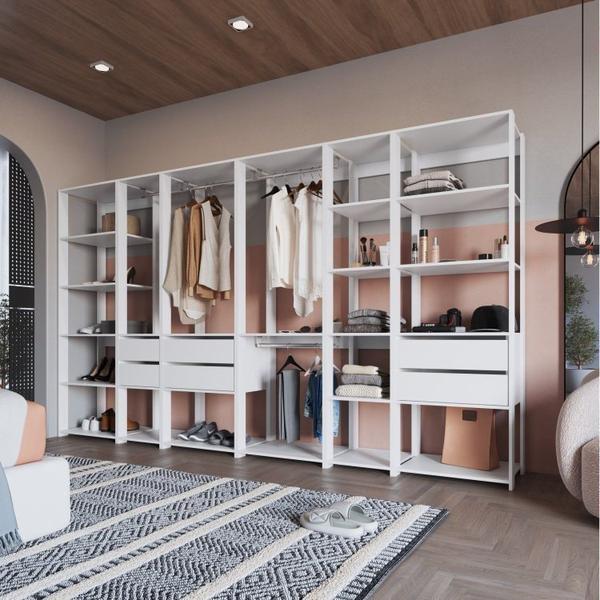 Imagem de Guarda Roupa Closet 6 Peças com 3 Cabideiros 6 Gavetas 16 Nichos Easy