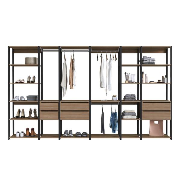 Imagem de Guarda Roupa Closet 6 Peças com 3 Cabideiros 6 Gavetas e 16 Nichos Easy