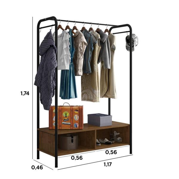 Imagem de Guarda-Roupa Closet Aberto Estilo Industrial Milão - DS Móveis