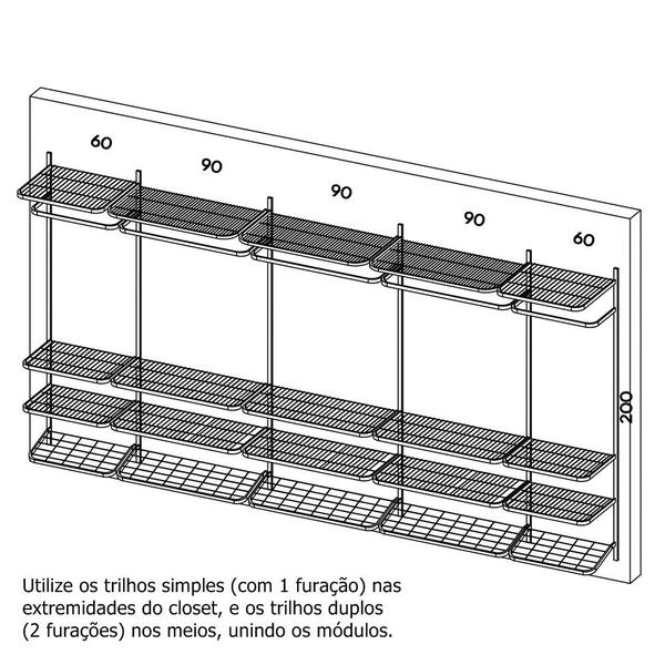 Imagem de Guarda roupa closet aramado sem portas CLR285 - 4,00m - Smart Black