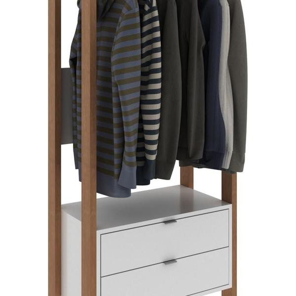 Imagem de Guarda Roupa Closet AZ1011 Tecnomobili 2 Gavetas Marrom Branco