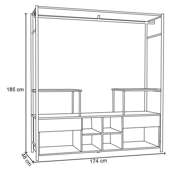 Imagem de Guarda Roupa Closet Casal Barcelona Industrial 174cm 02 Gavetas Demolição Preto - Abmaza