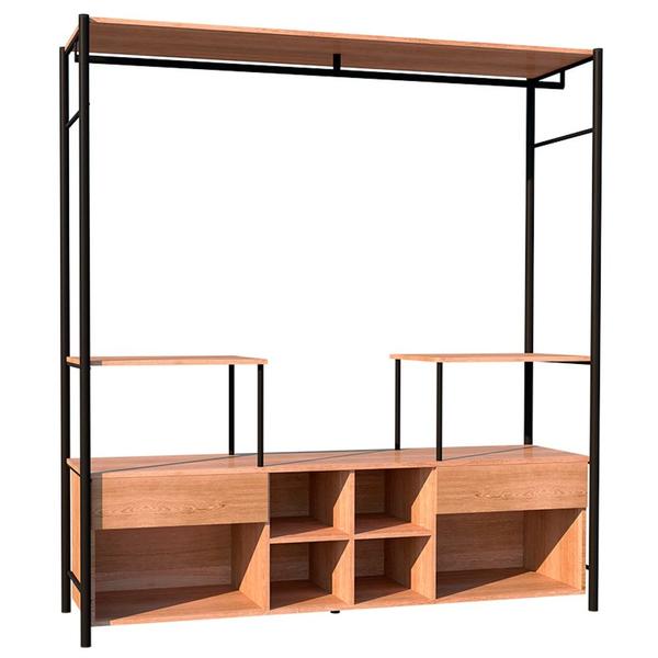 Imagem de Guarda Roupa Closet Casal Industrial 174cm 2 Gavetas Barcelona Demolição/Preto - Artefamol