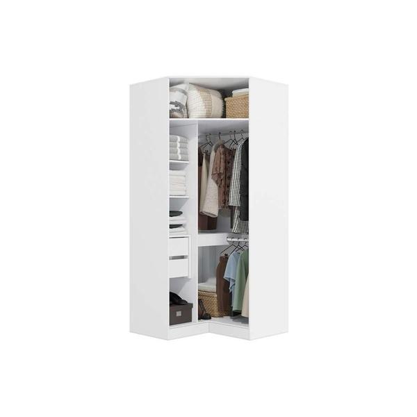 Imagem de Guarda Roupa Closet de Quarto de Canto Obliquo ARMC105AMDP Adapt c/ 2 Gavetas Aberto s/ Portas 2.30X1,04cm Branco - Kappesberg