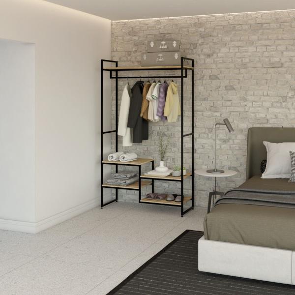 Imagem de Guarda Roupa Closet Estilo Industrial, Aço/mdf!