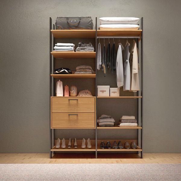 Imagem de Guarda Roupa Closet Industrial 145cm 100% MDF TW403 Freijó/Preto Fosco - Pradel