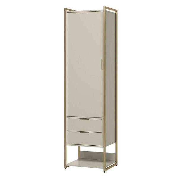 Imagem de Guarda-Roupa Closet Industrial Mital 1 PT 2 GV Off White e Dourado