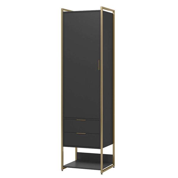 Imagem de Guarda-Roupa Closet Industrial Mital 1 PT 2 GV Preto e Dourado