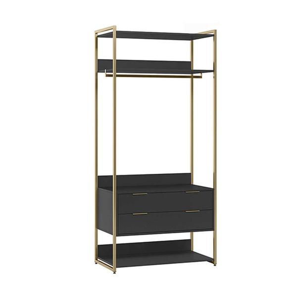 Imagem de Guarda-Roupa Closet Industrial Mital 1 PT 8 GV Preto e Dourado