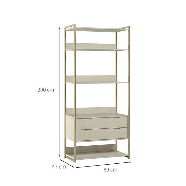 Imagem de Guarda-Roupa Closet Industrial Mital 2 GV Off White e Dourado 89 cm