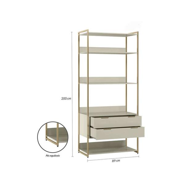 Imagem de Guarda-Roupa Closet Industrial Mital 4 GV Off White e Dourado 143 cm