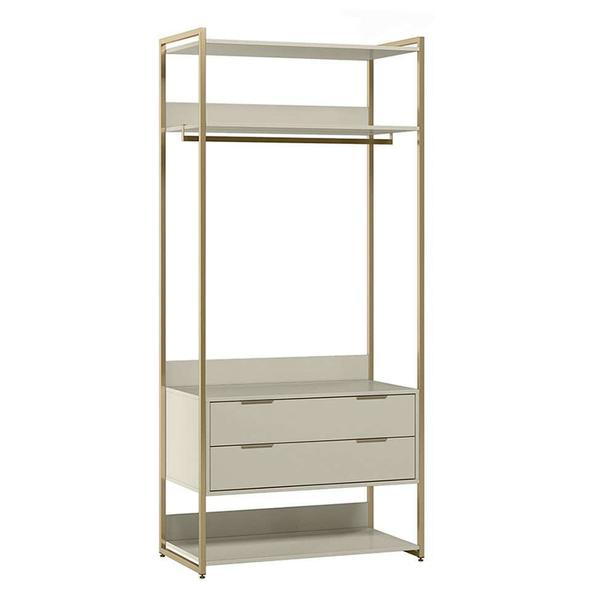 Imagem de Guarda-Roupa Closet Industrial Mital 4 GV Off White e Dourado 178 cm