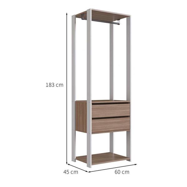 Imagem de Guarda-Roupa Closet Merlin com Cabideiro 2 GV Branco e Montana 183x60 cm