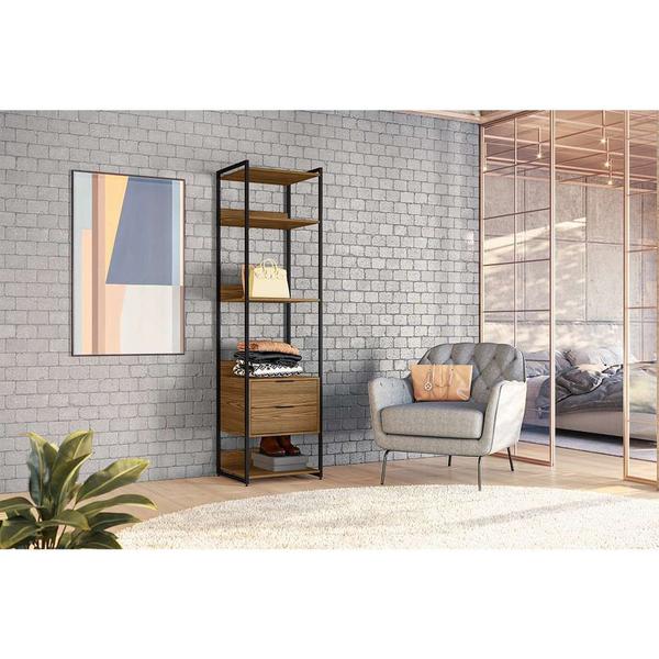 Imagem de Guarda-Roupa Closet Mital 2 GV Conhaque e Preto 54 cm