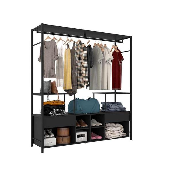 Imagem de Guarda-Roupa Closet Modulado Barcelona Casal 2 GV Preto - Artefamol