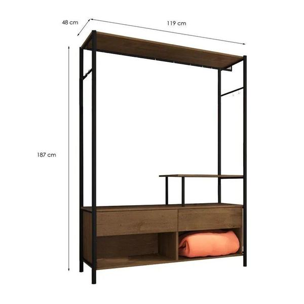 Imagem de Guarda Roupa Closet Modulado Barcelona Com 2 Mesas De Cabeceira Viena Preto Demolição Artefamol