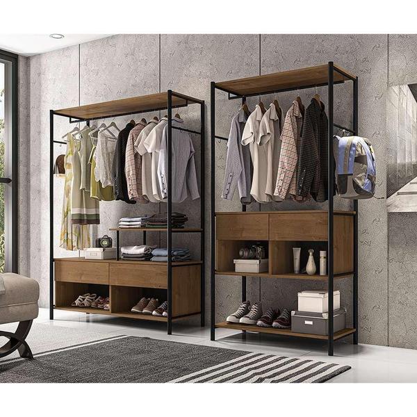 Imagem de Guarda-Roupa Closet Modulado Barcelona e Guarda-Roupa Closet Modulado Paris 4 GV Preto e Demolição - Artefamol