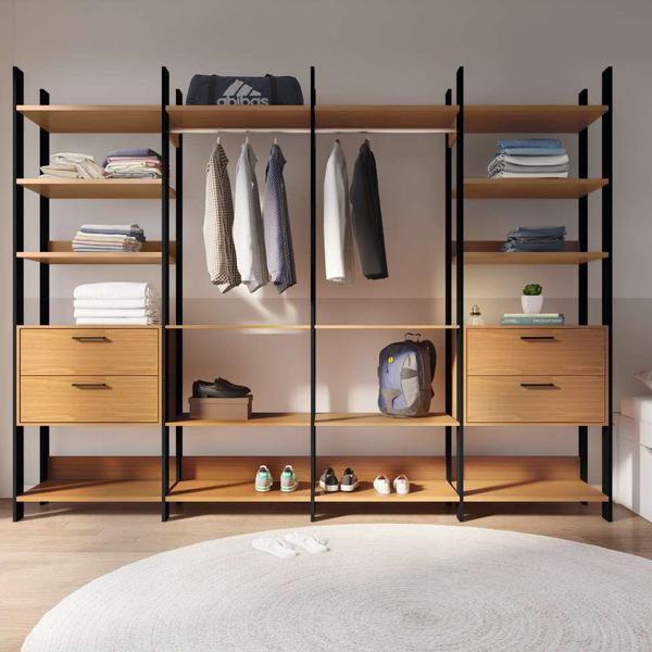 Imagem de Guarda-Roupa Closet Modulado Clamart 4 GV Freijó e Preto