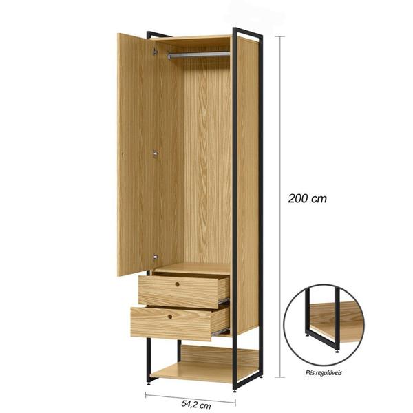 Imagem de Guarda Roupa Closet Modulado Industrial 1 Porta 6 Gavetas