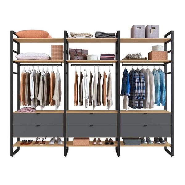 Imagem de Guarda-Roupa Closet Modulado Industrial Philly 6 GV Cedro e Grafite