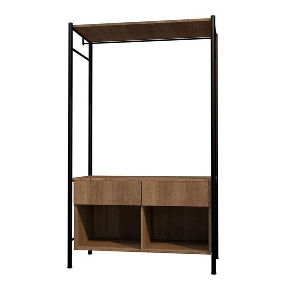 Imagem de Guarda-Roupa Closet Modulado Paris Solteiro 2 GV Marrom Claro e Preto