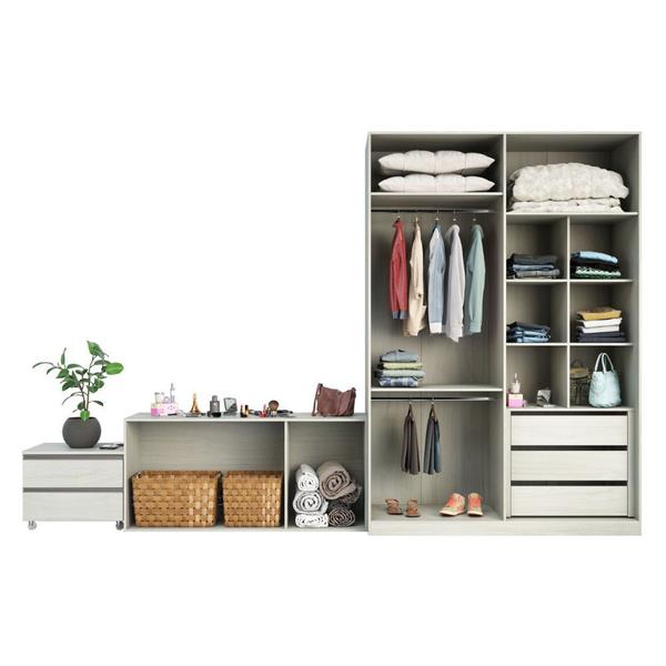 Imagem de Guarda Roupa Closet Modulado sem Portas, 3 Peças, 5 Gavetas, 2 Cabideiros Prime Luciane Móveis