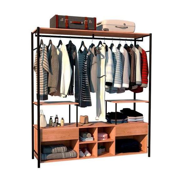 Imagem de Guarda-Roupa Closet Modulado Toledo Casal 2 GV Madeira e Preto