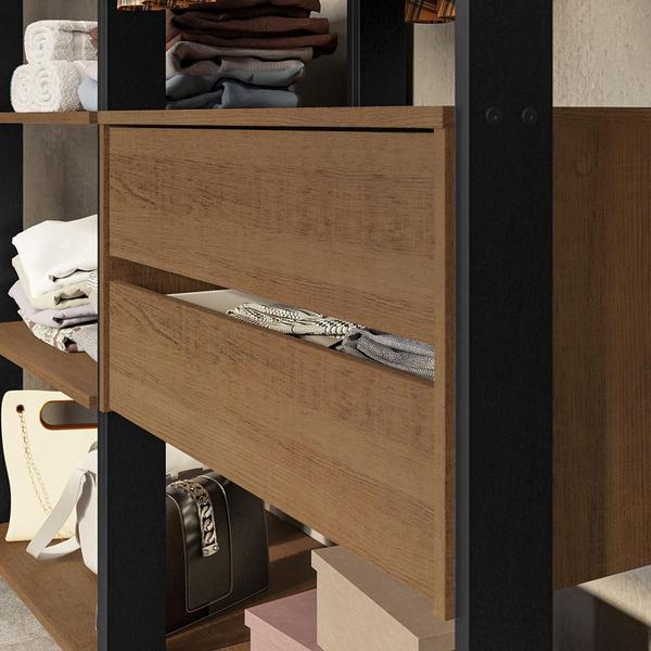 Imagem de Guarda-Roupa Closet Modulado Valencia 4 Gavetas 358cm Rustic/Preto Madesa 04