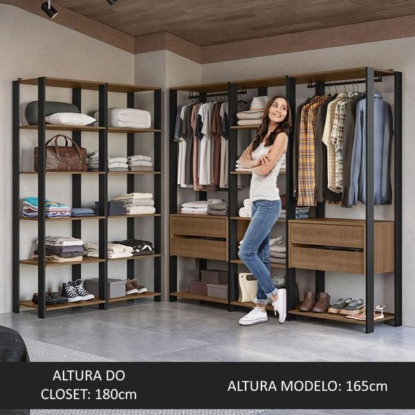 Imagem de Guarda-Roupa Closet Modulado Valencia 4 Gavetas 417cm Rustic/Preto Madesa 01