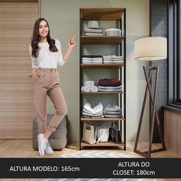 Imagem de Guarda-Roupa Closet Modulado Valencia 59cm Rustic/Preto Madesa