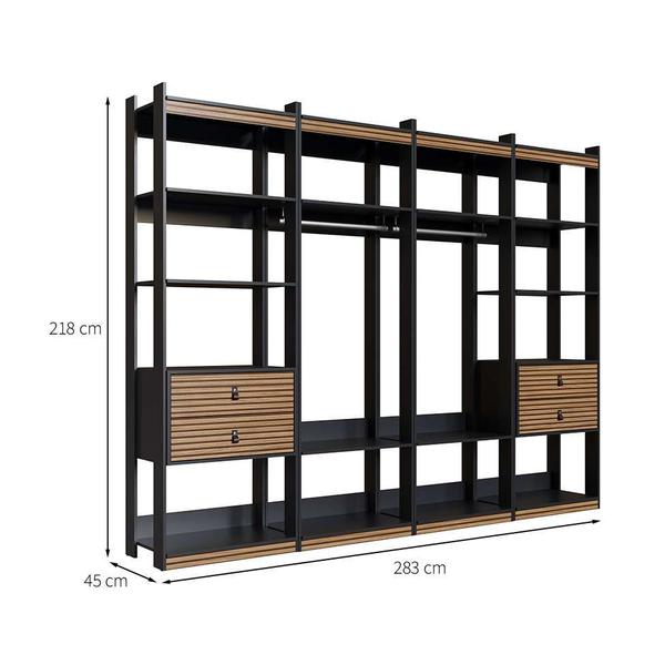 Imagem de Guarda-Roupa Closet Modulado Wood 4 GV Preto e Brise