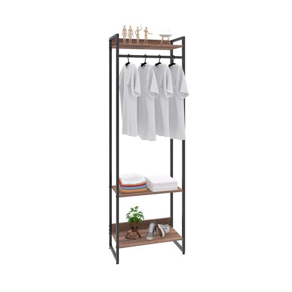 Imagem de Guarda-Roupa Closet Studio Nogal e Preto 60 cm