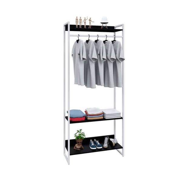 Imagem de Guarda-Roupa Closet Studio Preto e Branco 187x80 cm