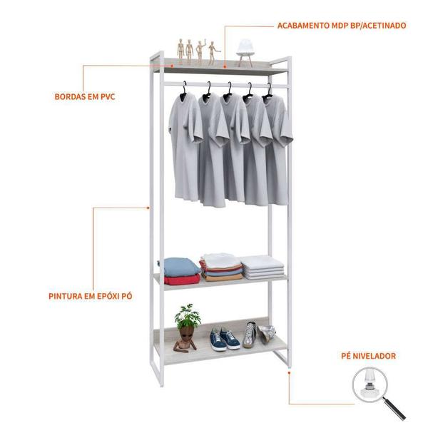 Imagem de Guarda-Roupa Closet Studio Snow e Branco 187x80 cm