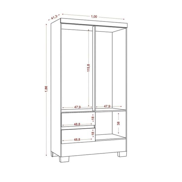 Imagem de Guarda-roupa Coimbra 4 Portas 2 Gavetas