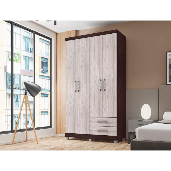 Imagem de Guarda Roupa com 4 Portas e 2 Gavetas Louise 190 cm