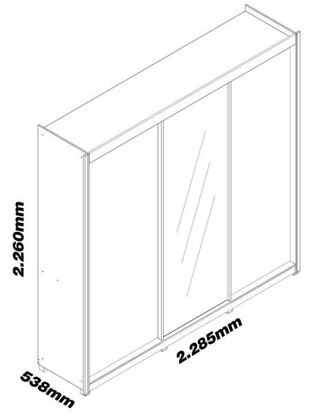 Imagem de Guarda-Roupa com Espelho 3 Portas e Pés Royale Madeira com Off White - Gelius Móveis