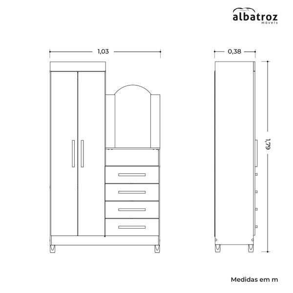 Imagem de Guarda Roupa/Cômoda Capri COM ESPELHO Móveis Albatroz