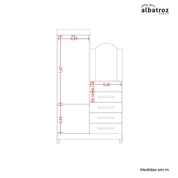 Imagem de Guarda Roupa/Cômoda Capri COM ESPELHO Móveis Albatroz