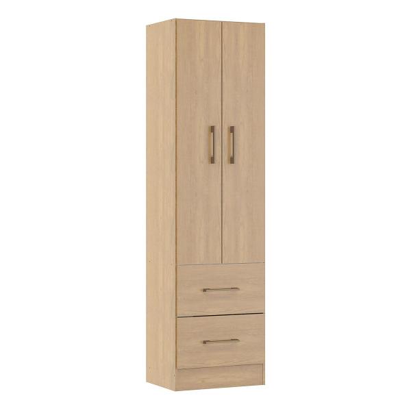 Imagem de Guarda Roupa Compacto para Solteiro com 2 Portas 47x172Cm MDP Carvalho 8012 MENU