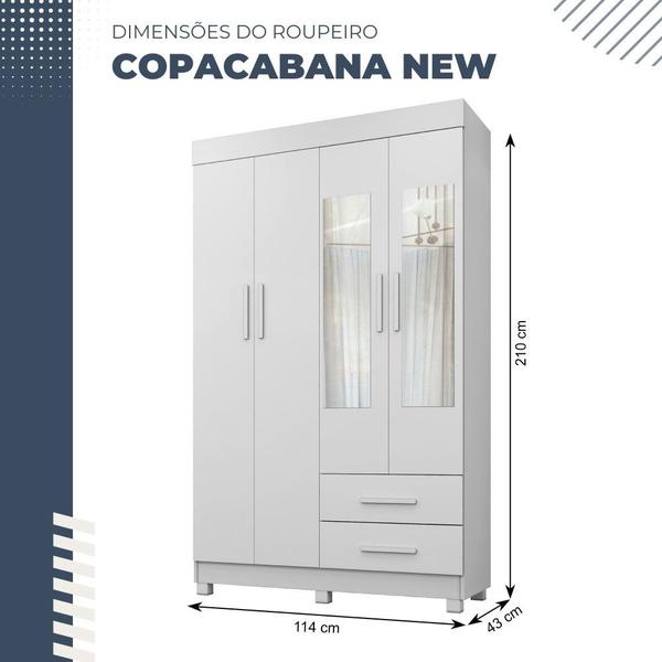 Imagem de Guarda Roupa Copacabana New 4 Portas 2 Gavetas com Espelho Benetil Móveis