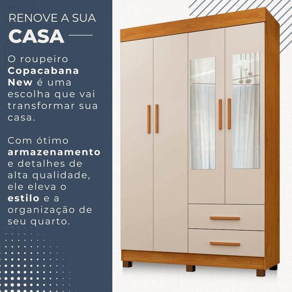 Imagem de Guarda Roupa Copacabana New 4 Portas 2 Gavetas com Espelho Benetil Móveis