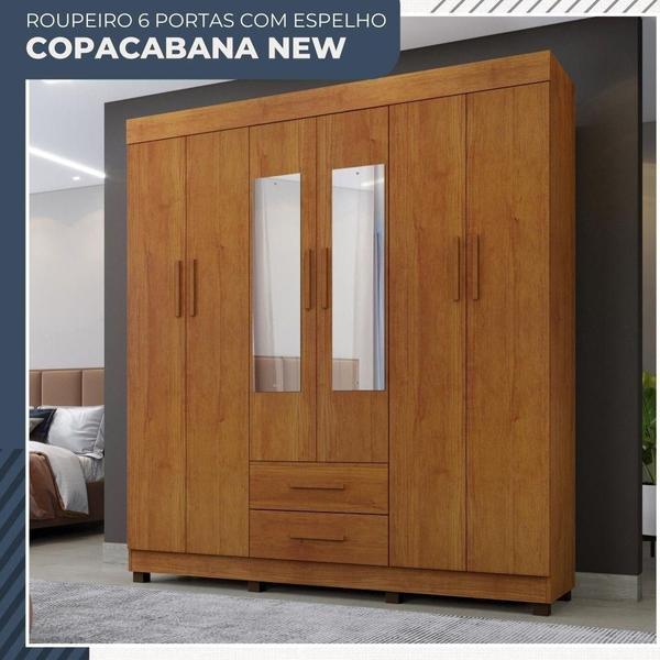 Imagem de Guarda Roupa Copacabana New 6 Portas 2 Gavetas Com Espelho Benetil Móveis Cinamomo