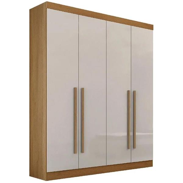 Imagem de Guarda Roupa Da Vinci Casal 4 Portas 3 Gavetas D Doro Cor Cinamomo Off White 