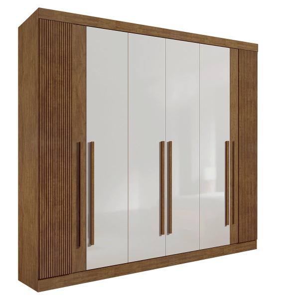 Imagem de Guarda Roupa Da Vinci Plus Ripado 6 Portas 100% MDF DDoro Móveis - Ypê/Off White