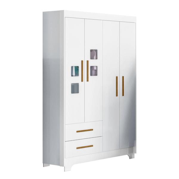 Imagem de Guarda Roupa de Bebê 100% MDF 4 Portas 2 Gavetas Fly Branco