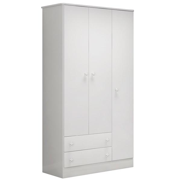 Imagem de Guarda-Roupa de Bebê Doce Sonho 3 Portas 2 Gavetas Branco - Qmovi